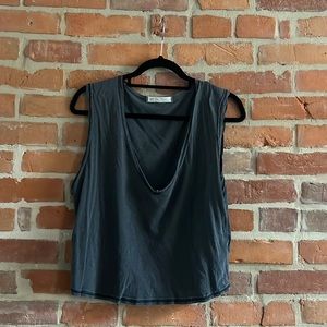 We The Free Grey Distressed Tank Top